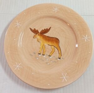 HOME NORTHWOODS Collection Moose Snowflake Design 8" Salad Plate